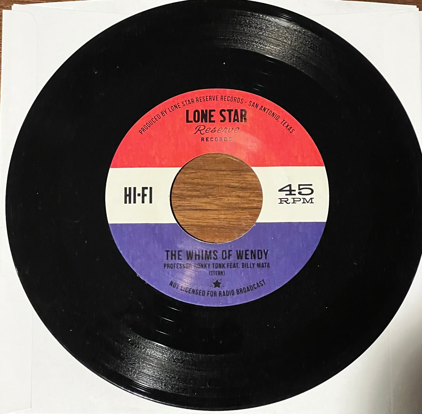 Professor Honky Tonk 7 inch record: Rainin' in San Antone B/W The Whims of Wendy